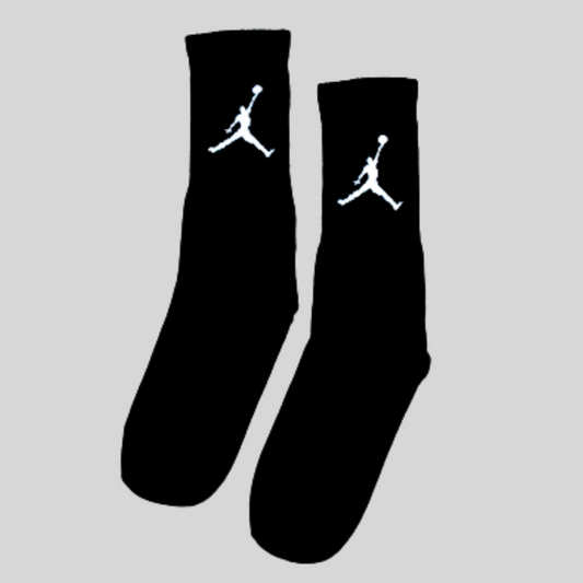 Jordan Баскетбол Лого Картинка Модерни Чорапи Високи Черен